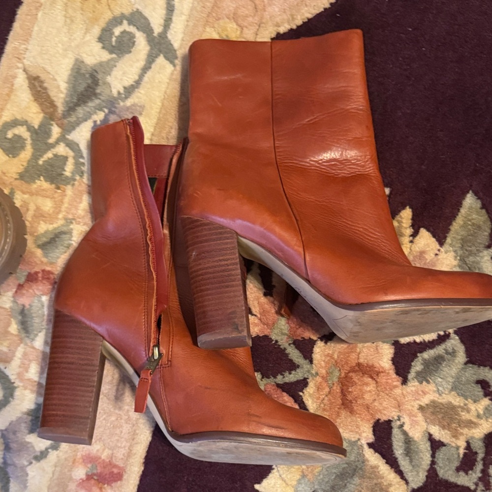 Women's Red Leather Ankle Boots